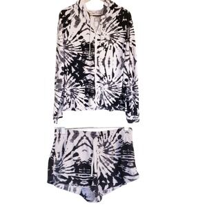 Weekend Terry Cloth Set size XL  terry cloth tie dye black white full zip‎